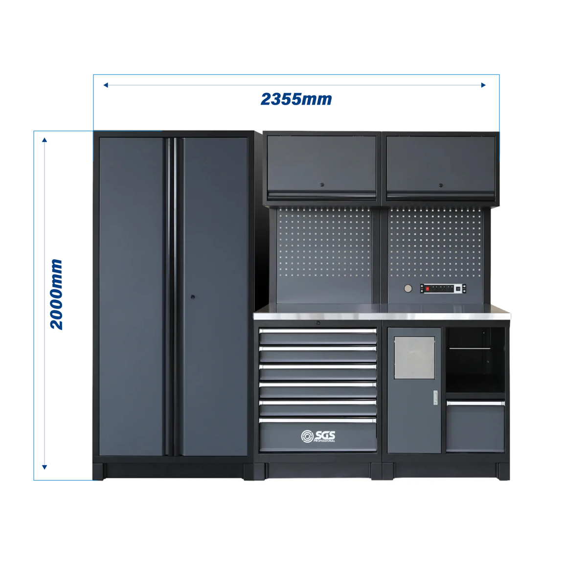 SGS Pro Heavy Duty Garage Storage System | Powerstrip | Bin Unit | Tall Double Cabinet